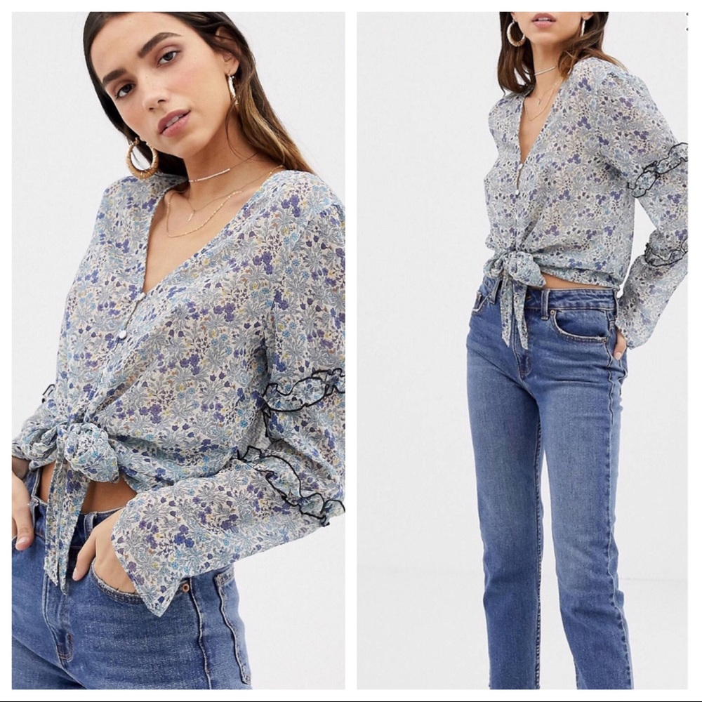 The East Order Serena Tie Front Blouse M